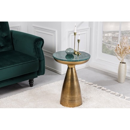 Table d'appoint ELEMENTS 40cm marbre vert et doré 2
