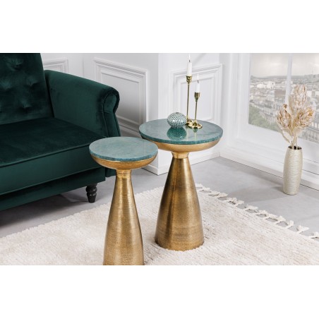 Table d'appoint ELEMENTS 40cm marbre vert et doré