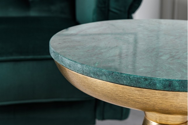 Table d'appoint ELEMENTS 40cm marbre vert et doré