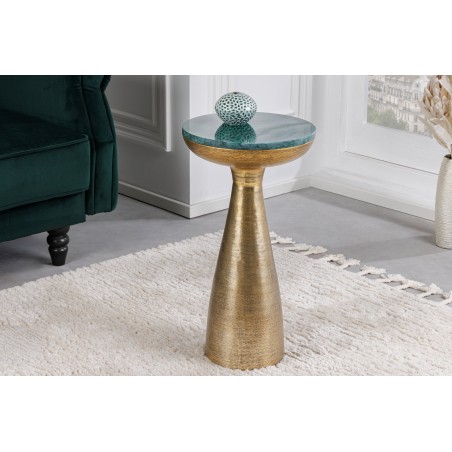 Table d'appoint ELEMENTS marbre vert et doré 55cm