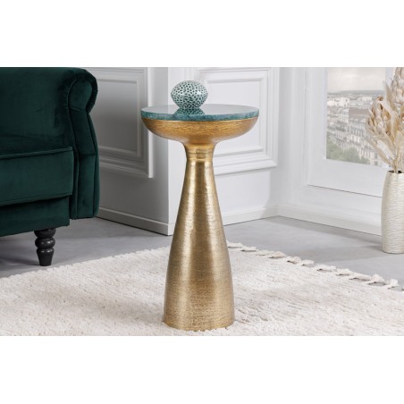 Table d'appoint ELEMENTS marbre vert et doré 55cm