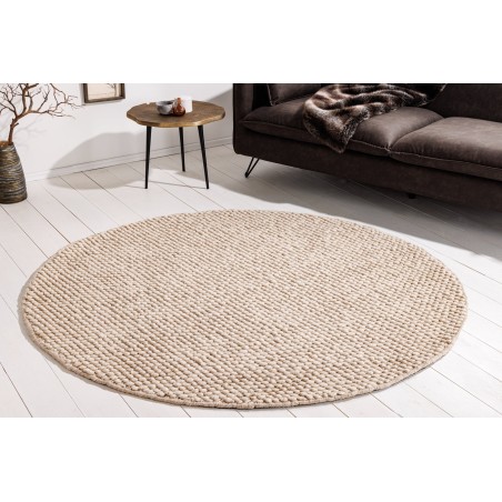 Tapis rond WOOL 150cm beige - Laine artisanale