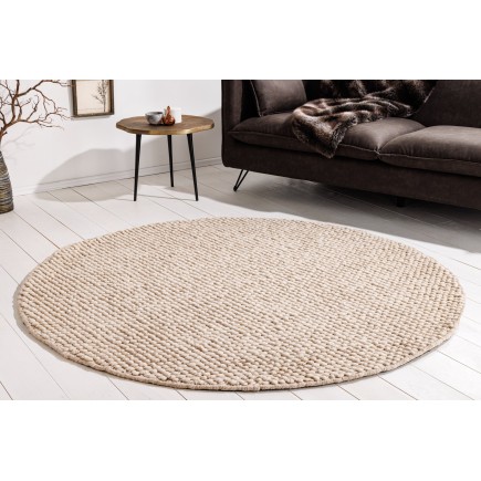Tapis rond WOOL 150cm beige - Laine artisanale 2