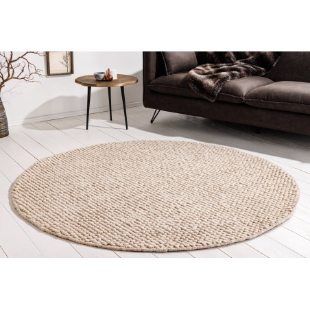 Tapis rond WOOL 150cm beige - Laine artisanale
