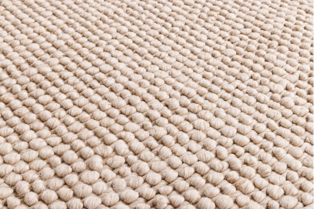 Tapis rond WOOL 150cm beige - Laine artisanale