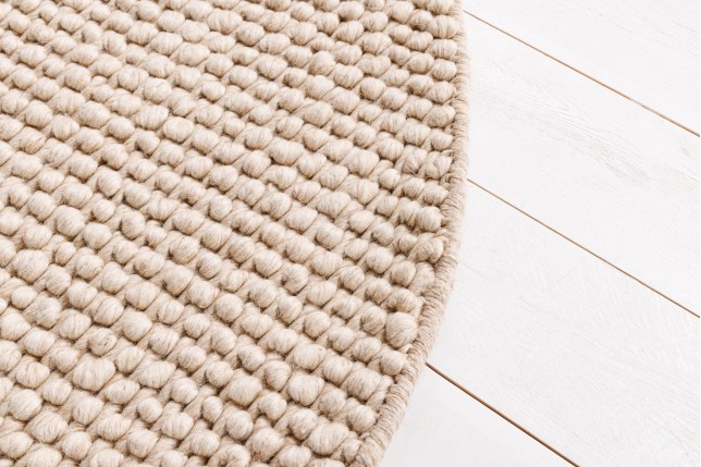 Tapis rond WOOL 150cm beige - Laine artisanale