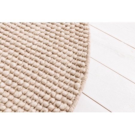 Tapis rond WOOL 150cm beige - Laine artisanale