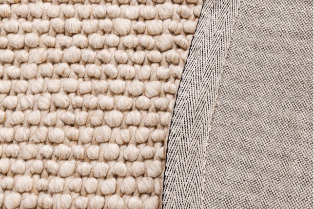 Tapis rond WOOL 150cm beige - Laine artisanale