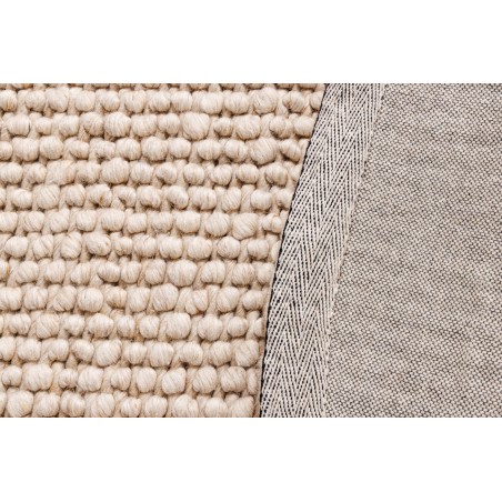 Tapis rond WOOL 150cm beige - Laine artisanale