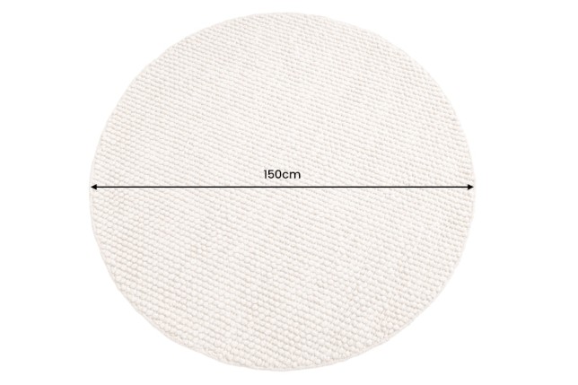 Tapis rond WOOL 150cm beige - Laine artisanale
