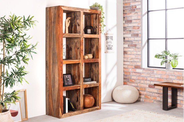 Étagère MAKASSAR 180cm Sheesham massif finition fumée