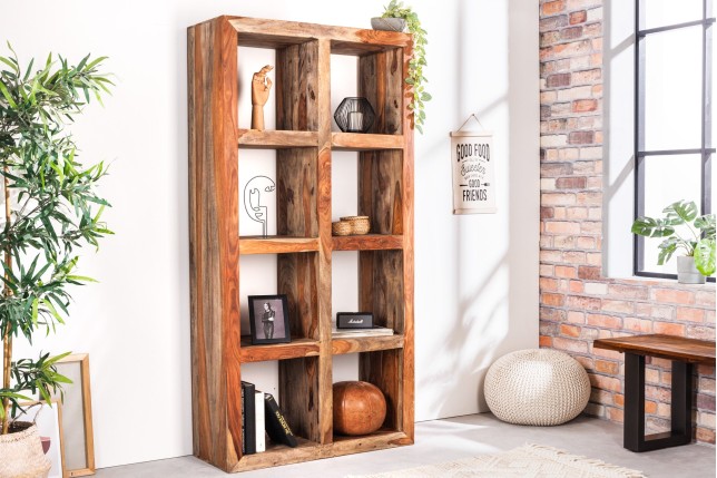 Étagère MAKASSAR 180cm Sheesham massif finition fumée