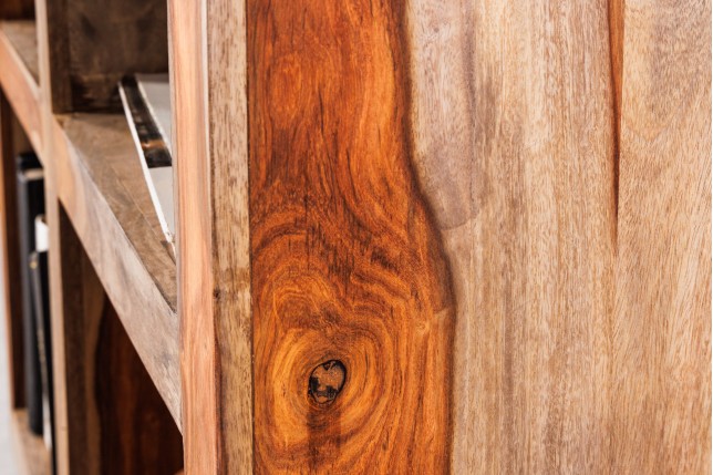 Étagère MAKASSAR 180cm Sheesham massif finition fumée