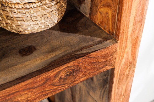 Étagère MAKASSAR 180cm Sheesham massif finition fumée
