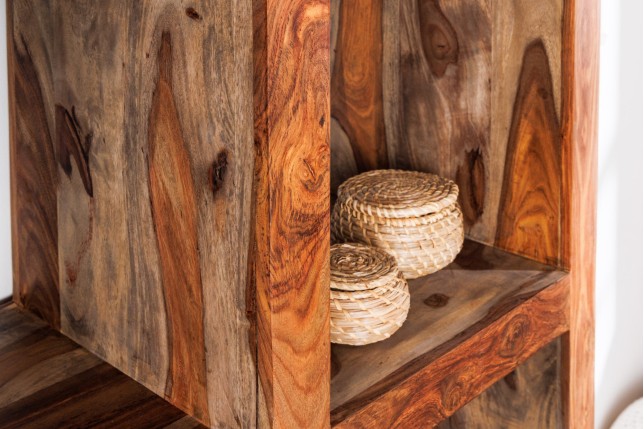 Étagère MAKASSAR 180cm Sheesham massif finition fumée