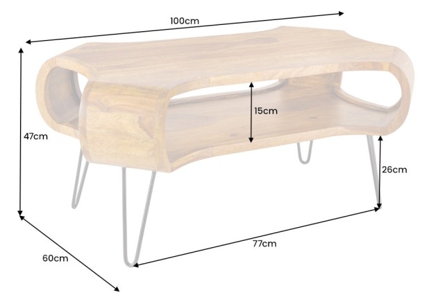 Table basse ORGANIC LIVING 100cm bois sheesham naturel