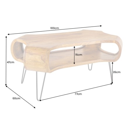 Table basse ORGANIC LIVING 100cm bois sheesham naturel
