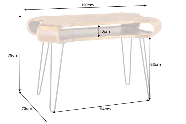 Bureau ORGANIC LIVING 120cm Sheesham Massif Naturel