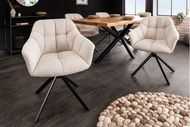 Fauteuil pivotant PAPILLON 180° beige champagne