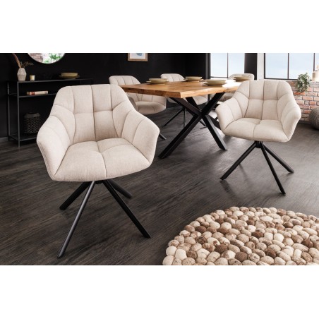 Fauteuil pivotant PAPILLON 180° beige champagne