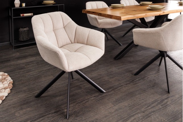 Fauteuil pivotant PAPILLON 180° beige champagne