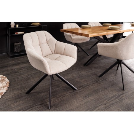 Fauteuil pivotant PAPILLON 180° beige champagne