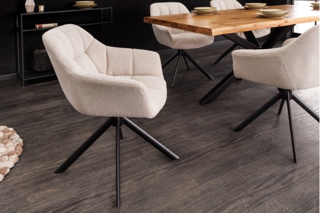 Fauteuil pivotant PAPILLON 180° beige champagne