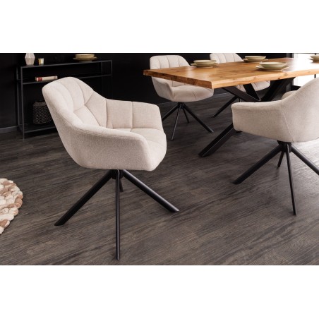 Fauteuil pivotant PAPILLON 180° beige champagne