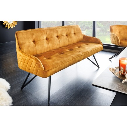 Banc EUPHORIA 160cm velours jaune moutarde