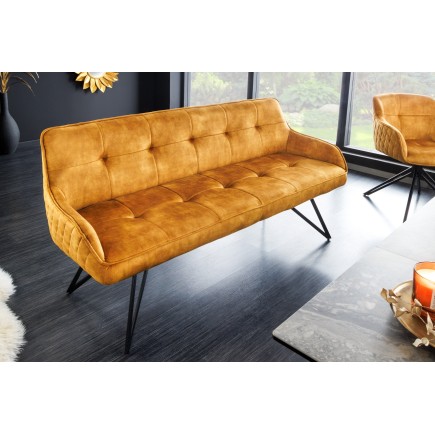 Banc EUPHORIA 160cm velours jaune moutarde 2