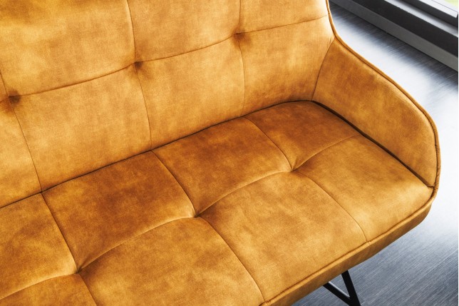 Banc EUPHORIA 160cm velours jaune moutarde