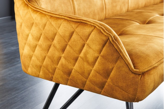 Banc EUPHORIA 160cm velours jaune moutarde