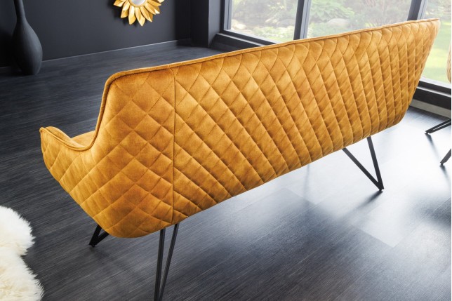 Banc EUPHORIA 160cm velours jaune moutarde