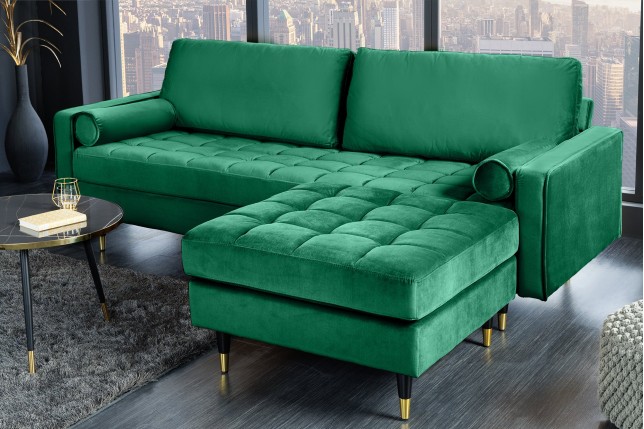 Tabouret COZY VELVET 80cm Velours Vert Émeraude