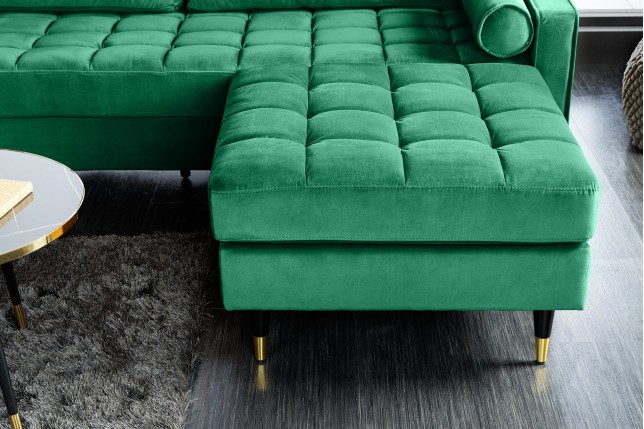 Tabouret COZY VELVET 80cm Velours Vert Émeraude