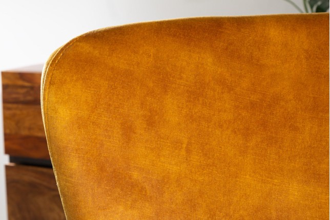 Rocking Chair Scandinavia Swing Velours Jaune Moutarde