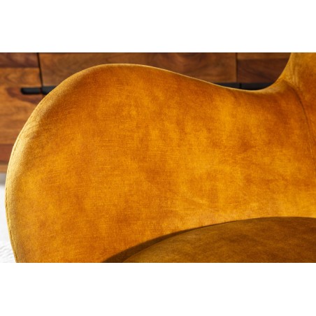 Rocking Chair Scandinavia Swing Velours Jaune Moutarde
