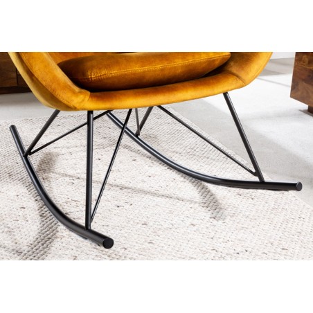 Rocking Chair Scandinavia Swing Velours Jaune Moutarde