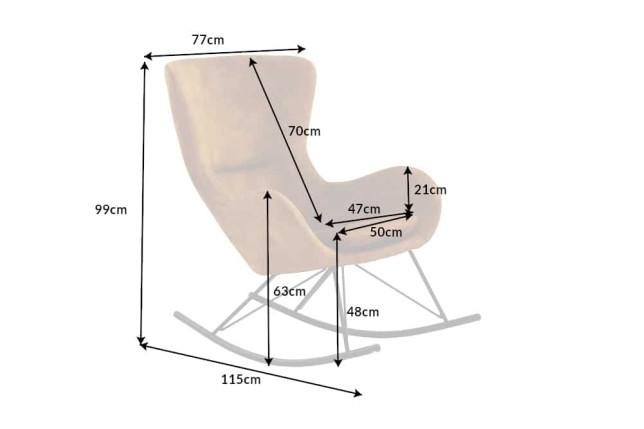 Rocking Chair Scandinavia Swing Velours Jaune Moutarde