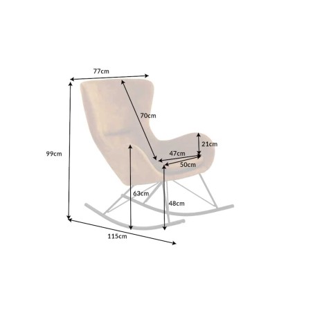 Rocking Chair Scandinavia Swing Velours Jaune Moutarde