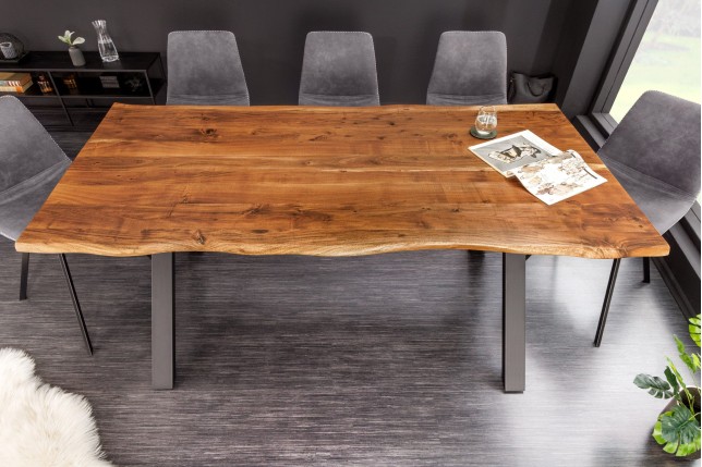 Table à manger MAMMUT 180cm Acacia Massif Pieds X Noir