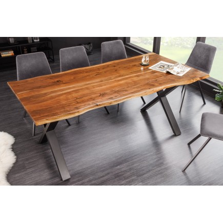 Table à manger MAMMUT 180cm Acacia Massif Pieds X Noir