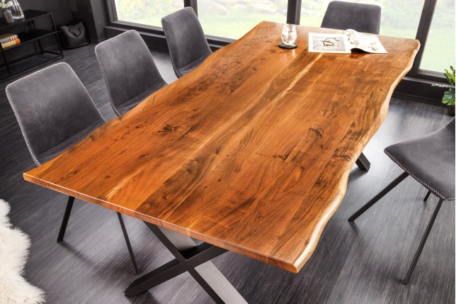 Table à manger MAMMUT 180cm Acacia Massif Pieds X Noir