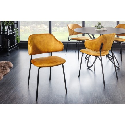 Chaise TRACY velours jaune moutarde pieds noirs - Lot de 2 2