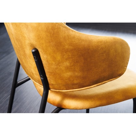 Chaise TRACY velours jaune moutarde pieds noirs - Lot de 2