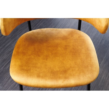 Chaise TRACY velours jaune moutarde pieds noirs - Lot de 2