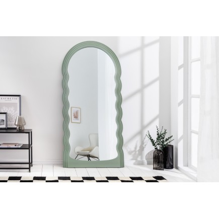 Miroir mural WAVE 160cm vert sauge - Design ondulé