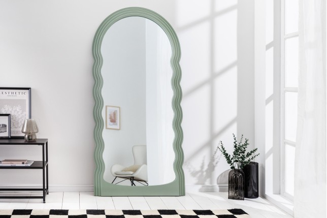 Miroir mural WAVE 160cm vert sauge - Design ondulé