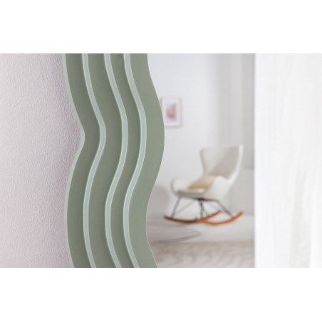 Miroir mural WAVE 160cm vert sauge - Design ondulé