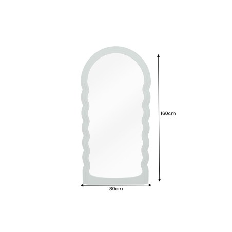 Miroir mural WAVE 160cm vert sauge - Design ondulé